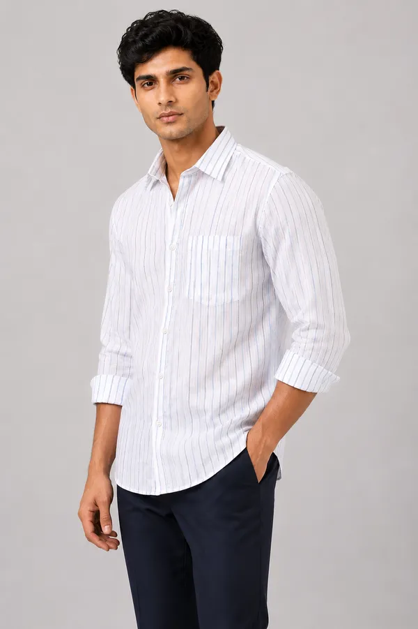 ARVEST_White_Blue_Multi-Line_Linen_Shirt