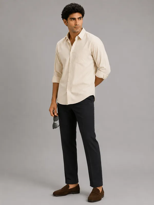 ARVEST_Beige_Oxford_Stripe_Premium_Cotton_Shirt