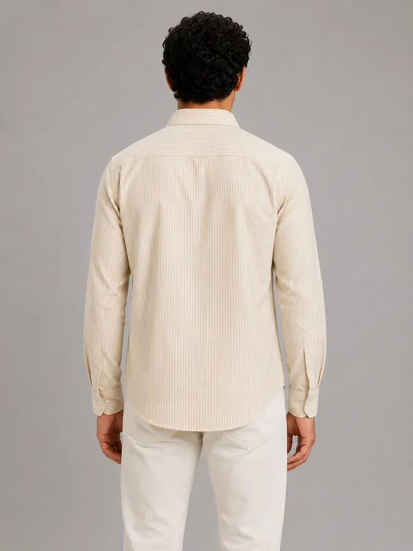 ARVEST_Beige_Oxford_Stripe_Premium_Cotton_Shirt