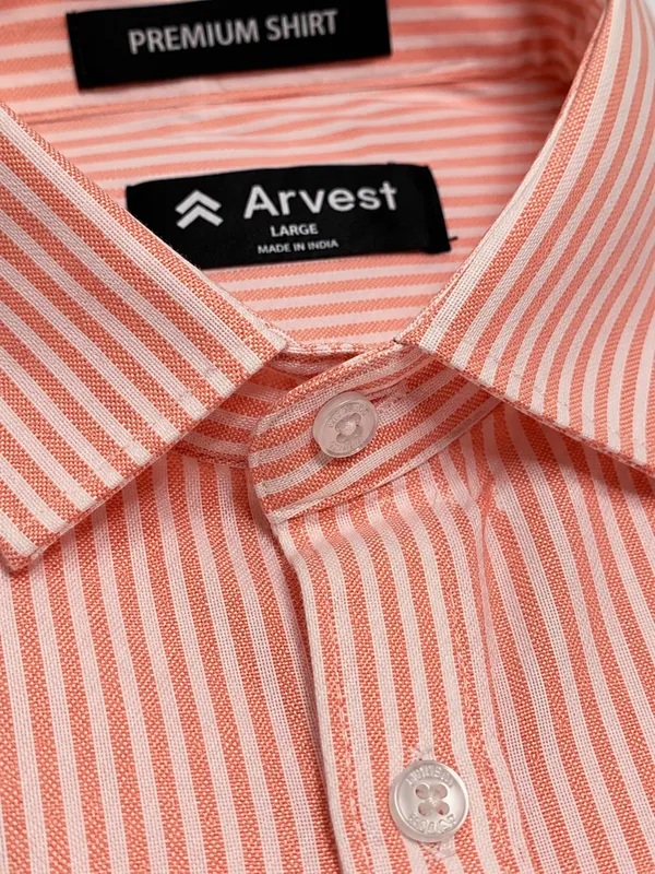 ARVEST_Coral_Pink_Oxford_Stripe_Premium_Cotton_Shirt