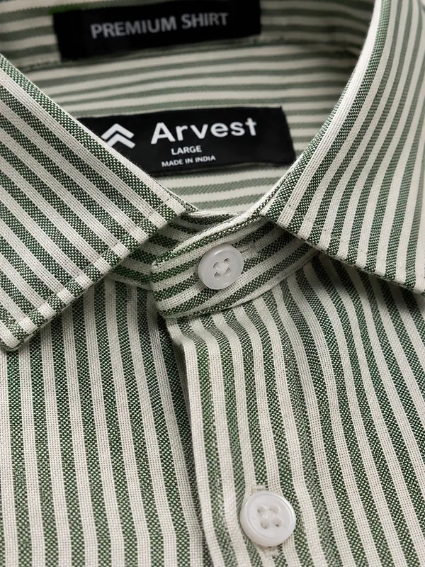 ARVEST_Forest_Green_Oxford_Stripe_Premium_Cotton_Shirt