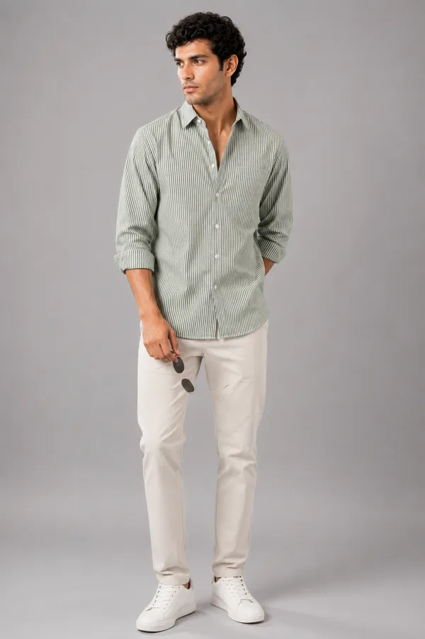 ARVEST_Forest_Green_Oxford_Stripe_Premium_Cotton_Shirt
