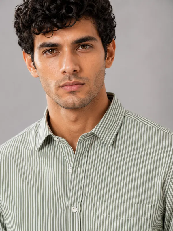 ARVEST_Forest_Green_Oxford_Stripe_Premium_Cotton_Shirt