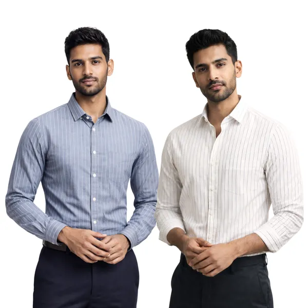 Slate_Blue_&_White_Of_2_Pinstripe_Premium_Shirts_For_Men