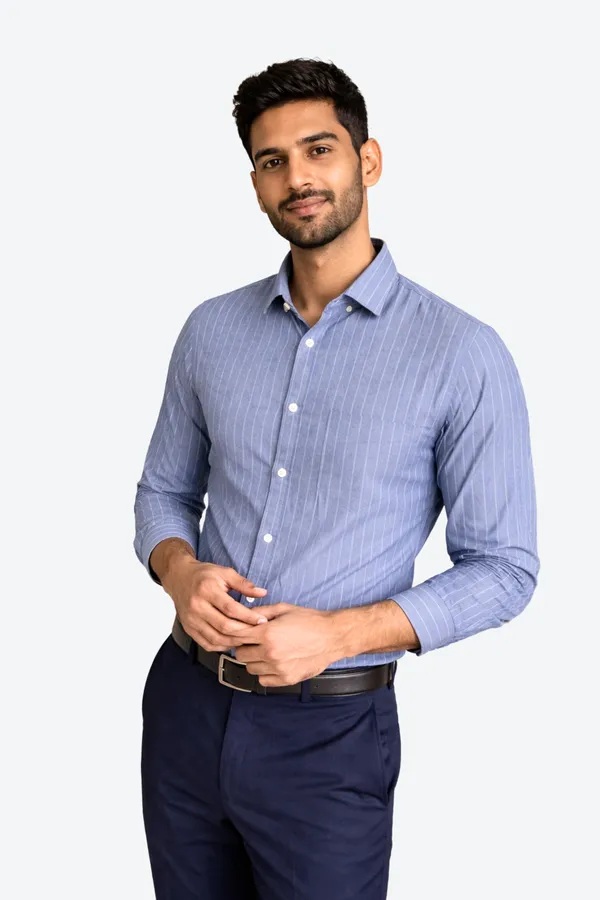 Slate_Blue_&_White_Of_2_Pinstripe_Premium_Shirts_For_Men