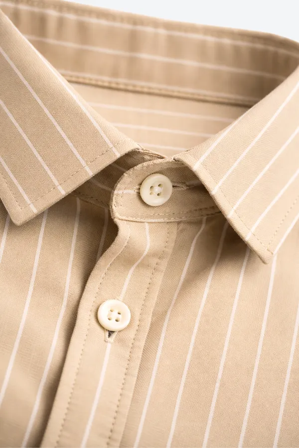 White_&_Khakhi_Of_2_Pinstripe_Premium_Shirts_For_Men