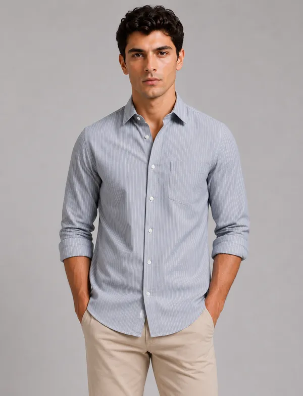 ARVEST_Grey_Pinstripe_Oxford_Cotton_Shirt
