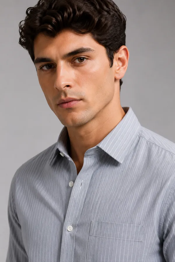 ARVEST_Grey_Pinstripe_Oxford_Cotton_Shirt