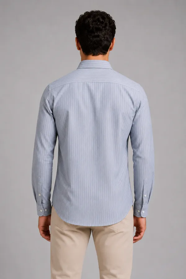 ARVEST_Grey_Pinstripe_Oxford_Cotton_Shirt