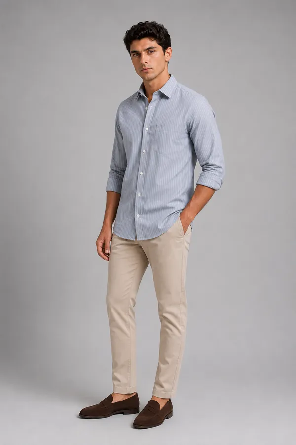 ARVEST_Grey_Pinstripe_Oxford_Cotton_Shirt