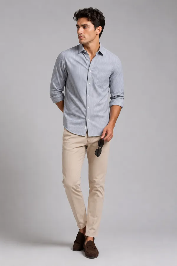 ARVEST_Grey_Pinstripe_Oxford_Cotton_Shirt