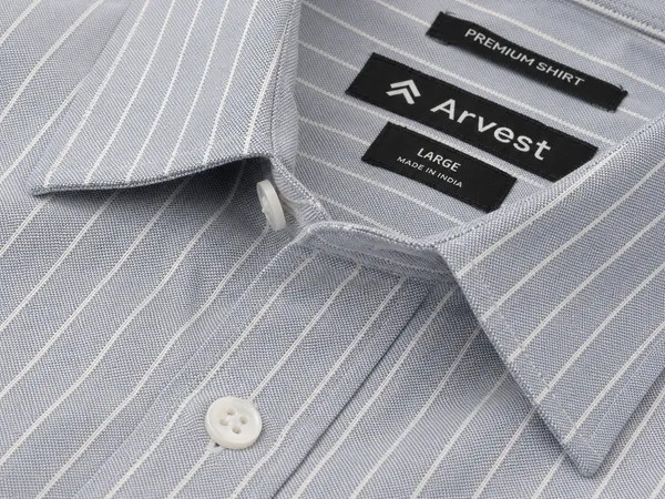 ARVEST_Grey_Pinstripe_Oxford_Cotton_Shirt