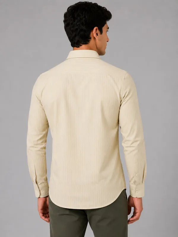 ARVEST_Light_Beige_Pinstripe_Oxford_Cotton_Shirt