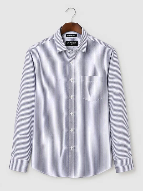 ARVEST_Navy_Blue_Oxford_Stripe_Premium_Cotton_Shirt