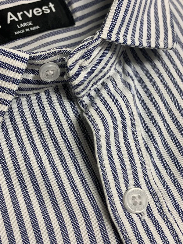 ARVEST_Navy_Blue_Oxford_Stripe_Premium_Cotton_Shirt