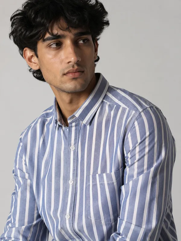 ARVEST_Royal_Blue_Oxford_Stripe_Premium_Cotton_Shirt