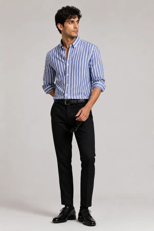 ARVEST_Royal_Blue_Oxford_Stripe_Premium_Cotton_Shirt
