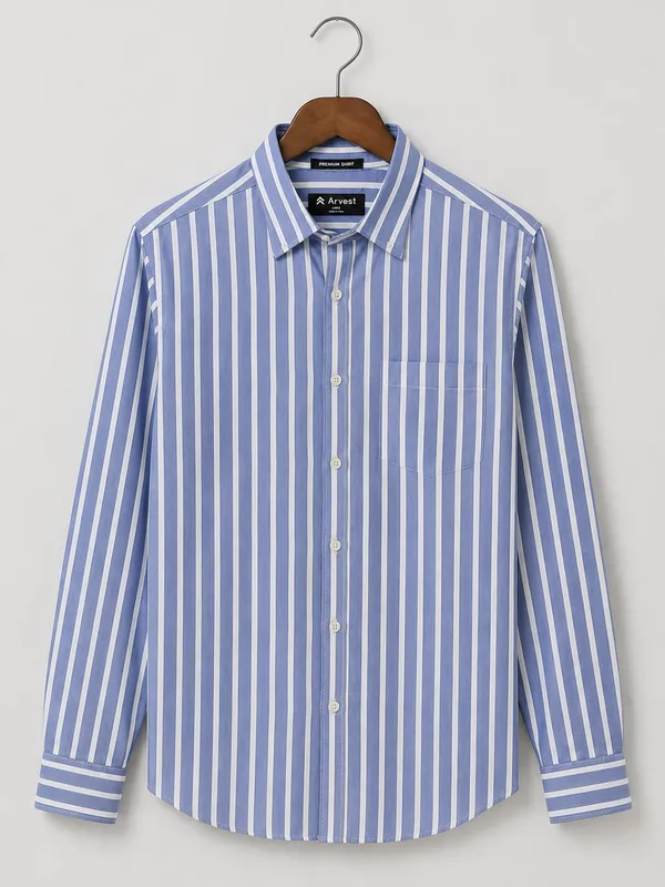 ARVEST_Royal_Blue_Oxford_Stripe_Premium_Cotton_Shirt