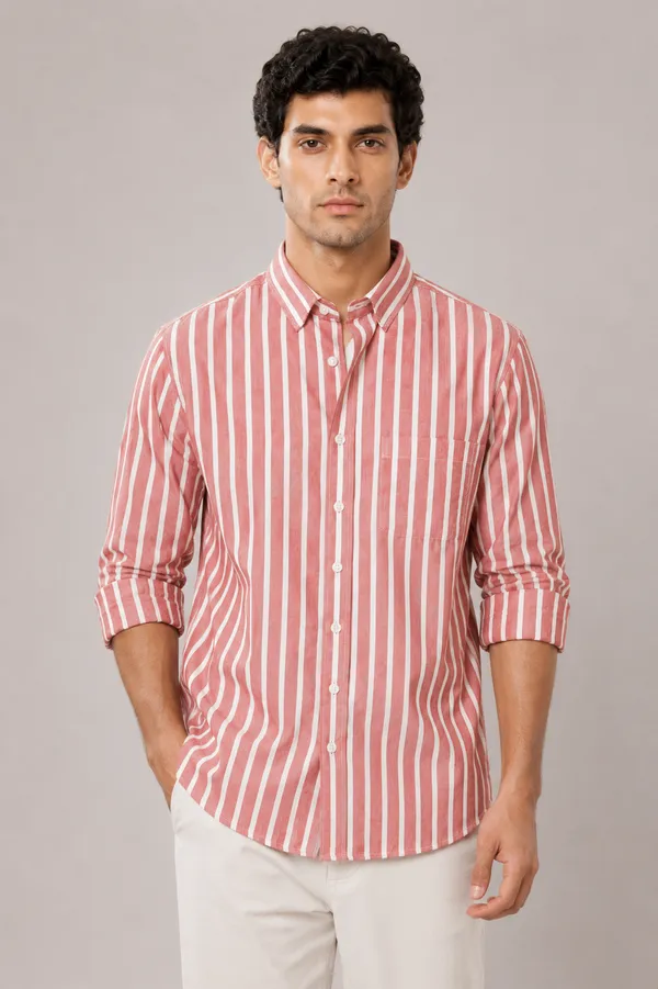 ARVEST_Brick_Red_Oxford_Stripe_Premium_Cotton_Shirt