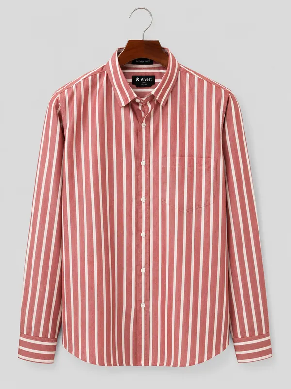 ARVEST_Brick_Red_Oxford_Stripe_Premium_Cotton_Shirt