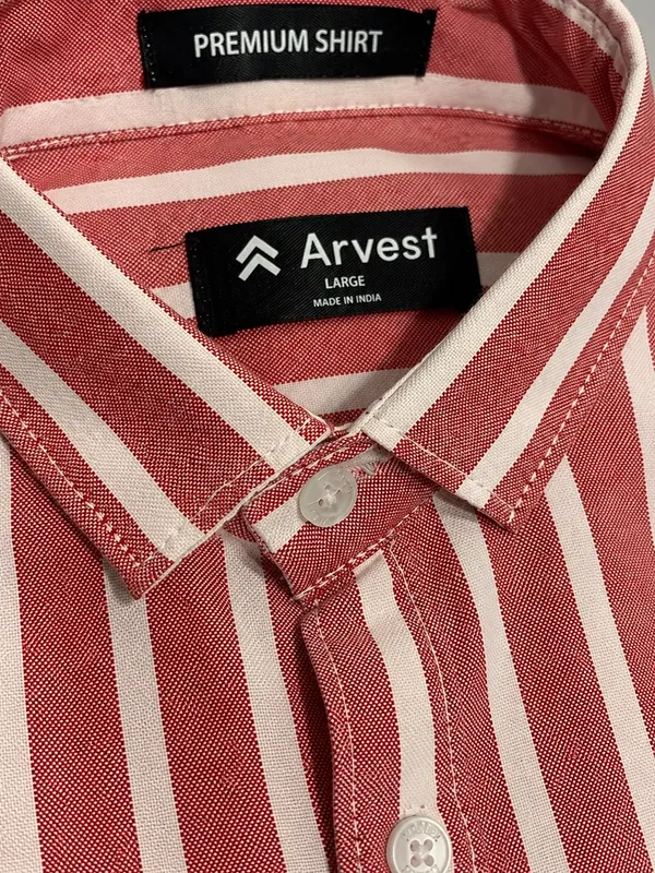 ARVEST_Brick_Red_Oxford_Stripe_Premium_Cotton_Shirt