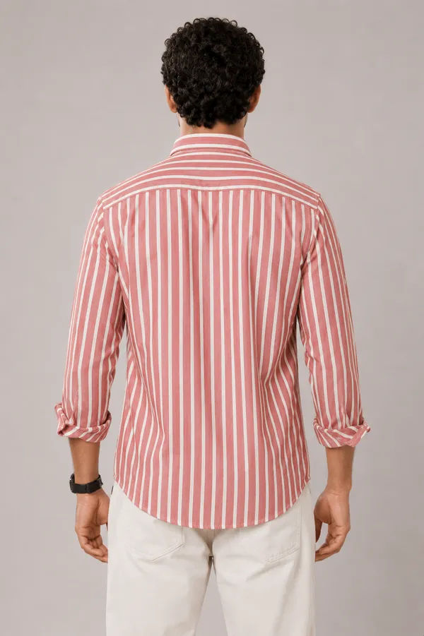 ARVEST_Brick_Red_Oxford_Stripe_Premium_Cotton_Shirt