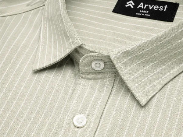 ARVEST_Sage_Green_Pinstripe_Oxford_Cotton_Shirt