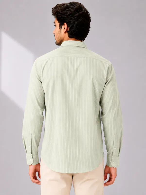 ARVEST_Sage_Green_Pinstripe_Oxford_Cotton_Shirt