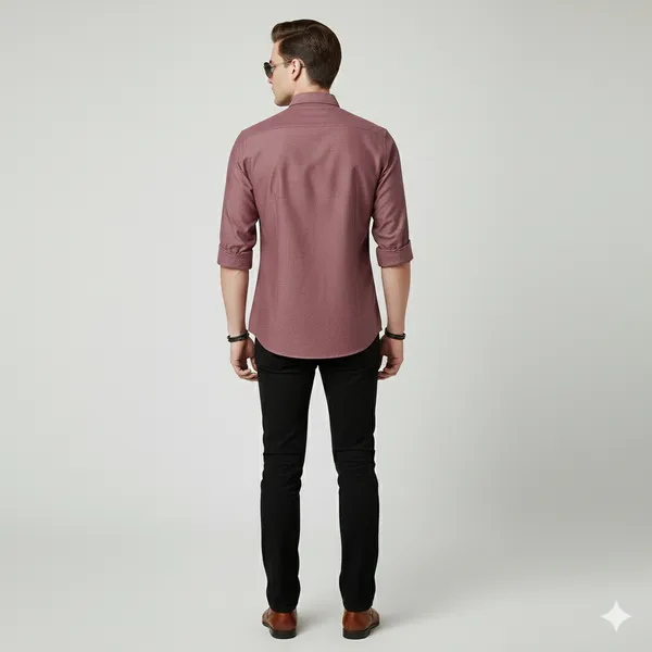 Burgundy_Oxford_Cotton_Plain_Shirt_For_Men
