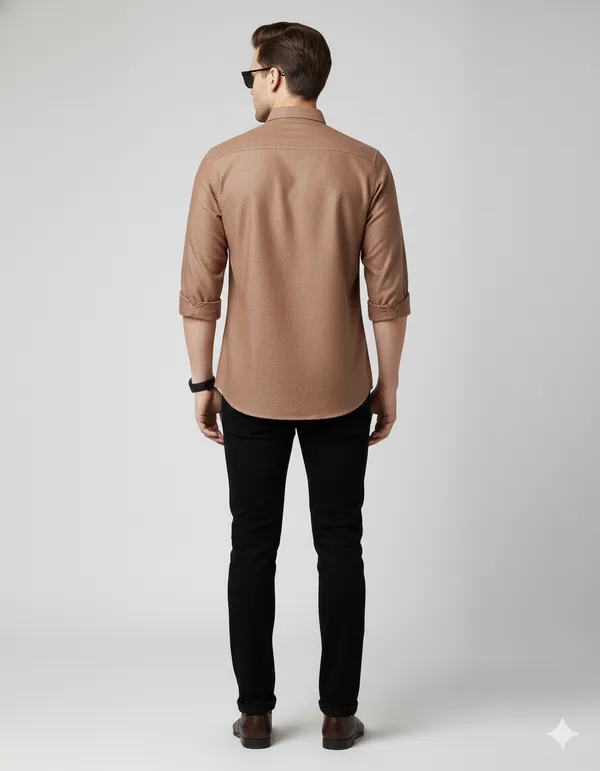 Brown_Oxford_Cotton_Plain_Shirt_For_Men