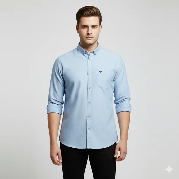 Dusty_Blue_Oxford_Cotton_Plain_Shirt_For_Men
