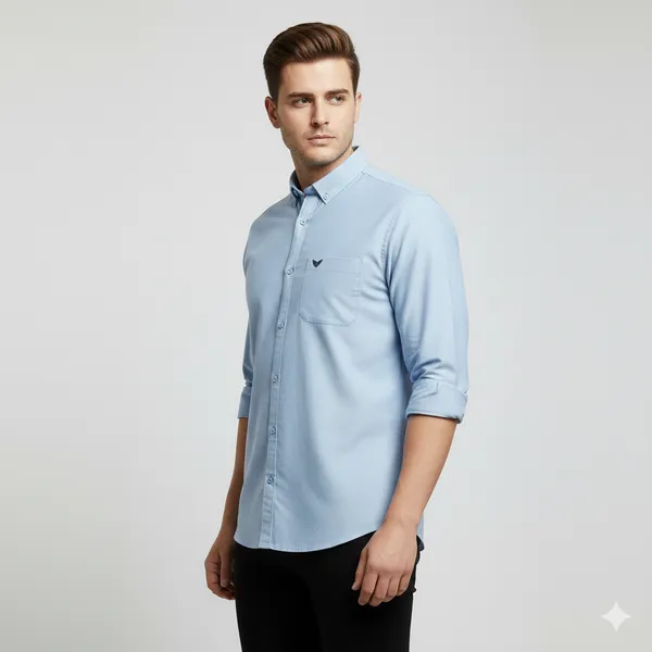 Dusty_Blue_Oxford_Cotton_Plain_Shirt_For_Men