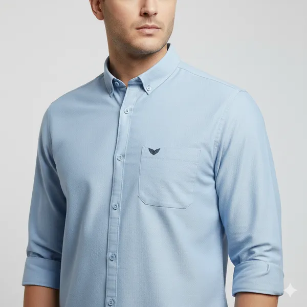 Dusty_Blue_Oxford_Cotton_Plain_Shirt_For_Men