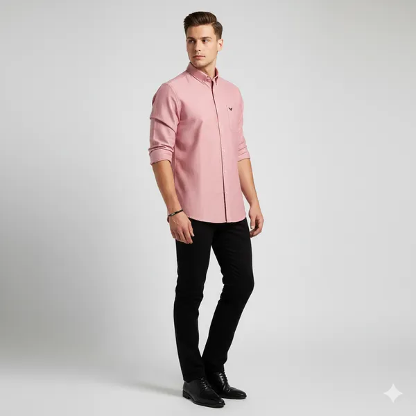 Dusty_Rose_Oxford_Cotton_Plain_Shirt_For_Men