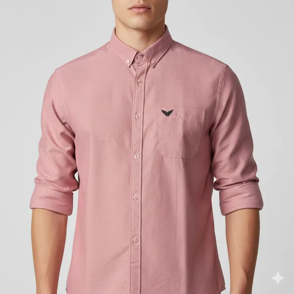 Dusty_Rose_Oxford_Cotton_Plain_Shirt_For_Men