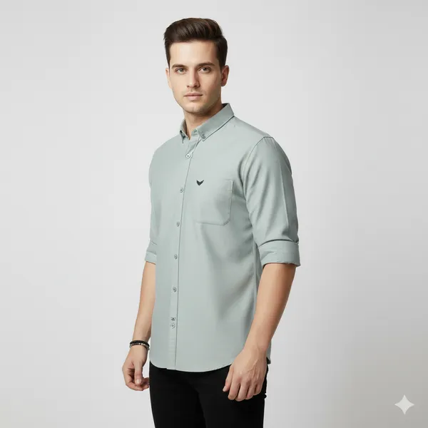 Dusty_Sage_Grey__Oxford_Cotton_Plain_Shirt_For_Men