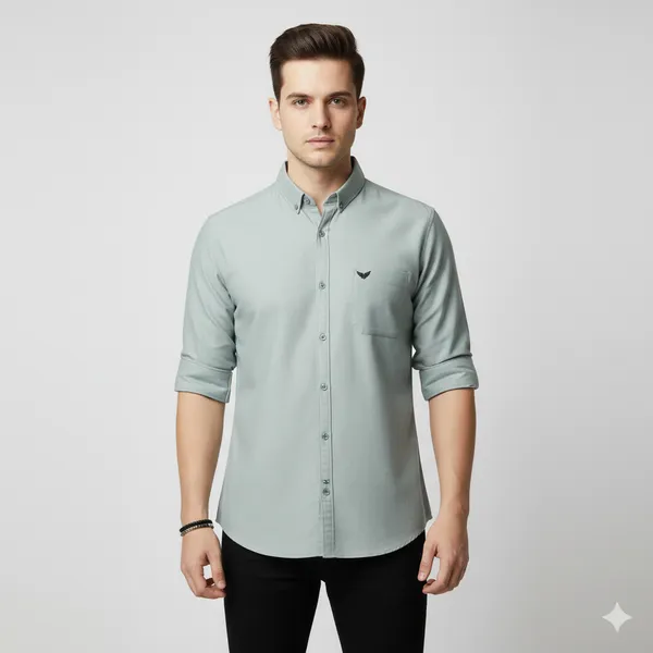Dusty_Sage_Grey__Oxford_Cotton_Plain_Shirt_For_Men