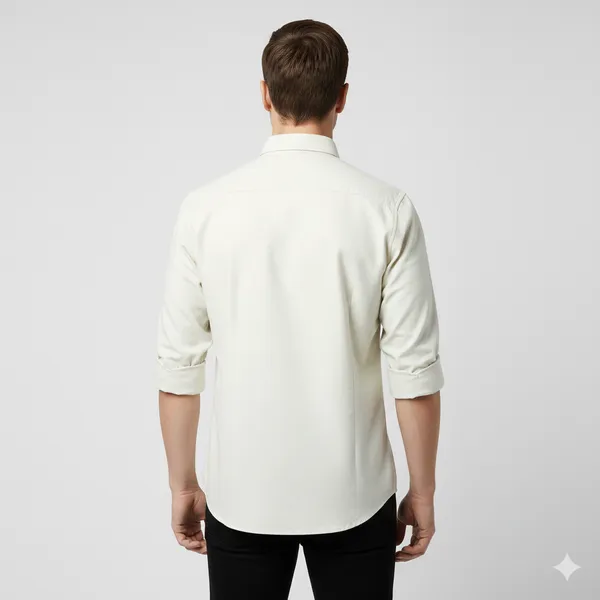 Light_Cream_White_Oxford_Cotton_Plain_Shirt_For_Men