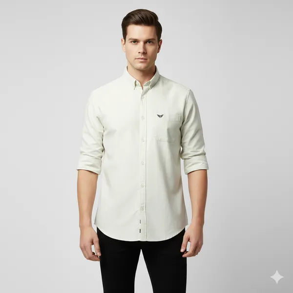 Light_Cream_White_Oxford_Cotton_Plain_Shirt_For_Men