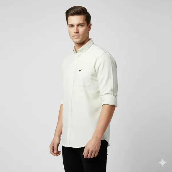 Light_Cream_White_Oxford_Cotton_Plain_Shirt_For_Men