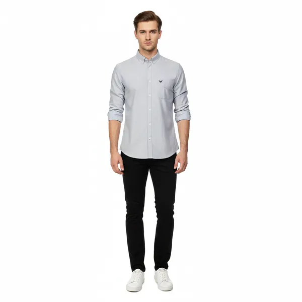 Light_Grey_Oxford_Cotton_Plain_Shirt_For_Men
