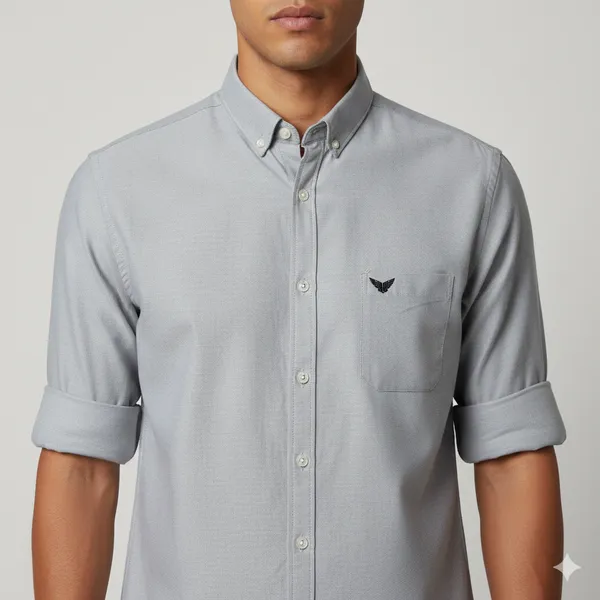 Light_Grey_Oxford_Cotton_Plain_Shirt_For_Men