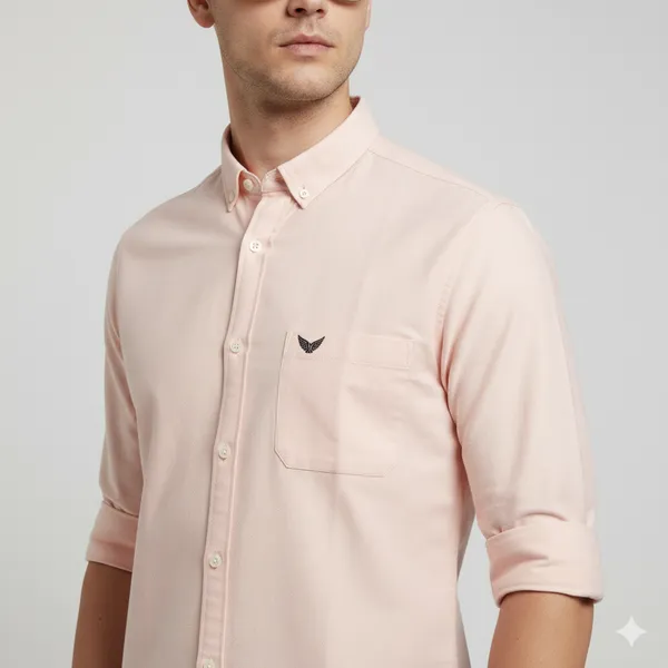 Peach_Oxford_Cotton_Plain_Shirt_For_Men