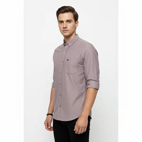 Purpliers_Grey_Oxford_Cotton_Plain_Shirt_For_Men