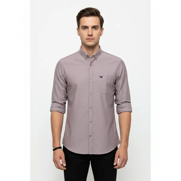 Purpliers_Grey_Oxford_Cotton_Plain_Shirt_For_Men
