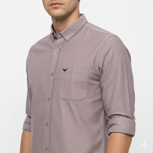Purpliers_Grey_Oxford_Cotton_Plain_Shirt_For_Men