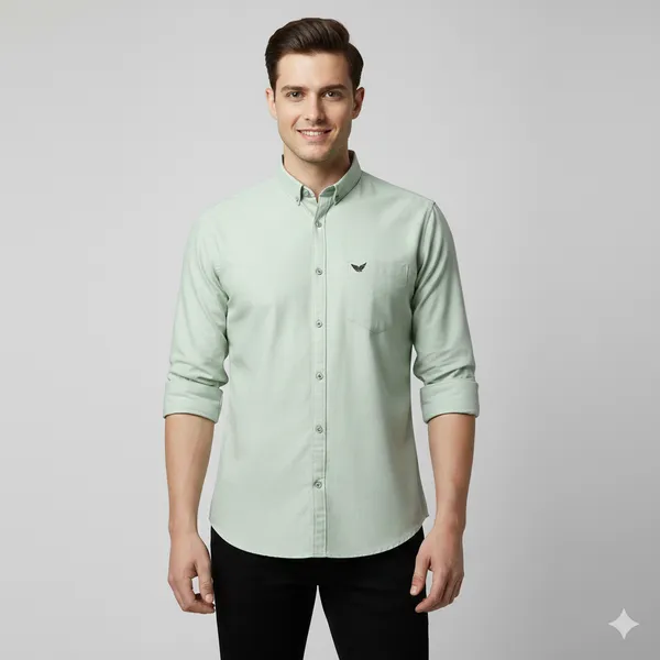 Sage_Green_Oxford_Cotton_Plain_Shirt_For_Men