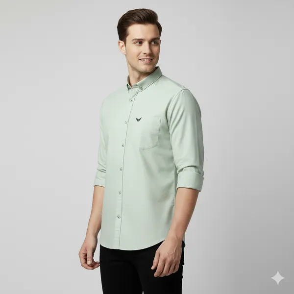 Sage_Green_Oxford_Cotton_Plain_Shirt_For_Men