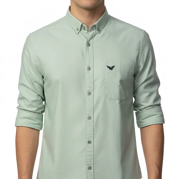 Sage_Green_Oxford_Cotton_Plain_Shirt_For_Men