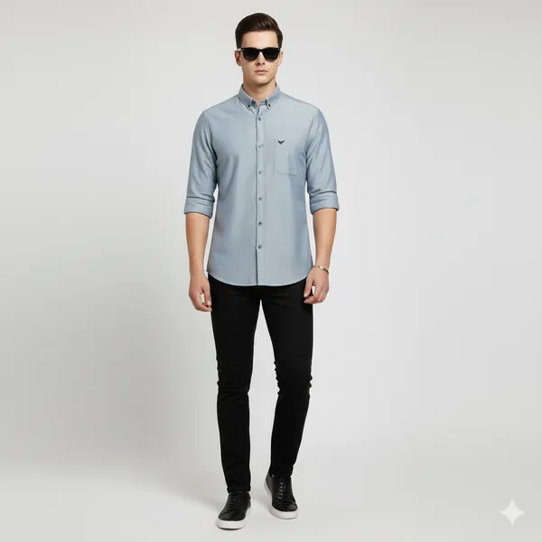 Slate_Grey_Oxford_Cotton_Plain_Shirt_For_Men